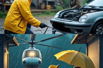 A mechanic helped a woman in the rain. Two days later, a helicopter landed in front of his house…
